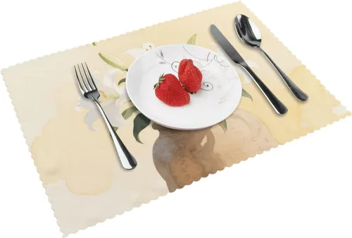 Vista 15 de Rectangular Placemats Set of 4, Heat Resistant Black Eagle Printed Kitchen Dining Table Mats