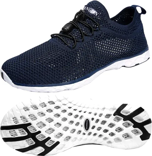 Vista 18 de Zapatos de agua para mujer de secado rápido, drenaje de 3 segundos y todo terreno para natación, senderismo, yoga 18155Negro