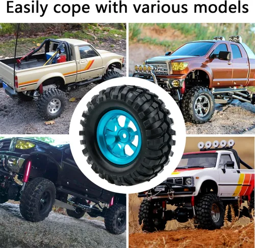 Vista 4 de Neumáticos RC 4 piezas 0.472 in Hex RC Ruedas y neumáticos para Tamiya RC4WD D90 CR12 Tioga MST, etc. Chasis bajo 1/10 RC Crawler Truck RC Car Part