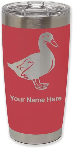 Vista 22 de LaserGram Vaso aislado al vacío de 20 onzas, pato, grabado personalizado incluido (negro) Engraved Gift for Duck Hunters, Vacuum Insulated