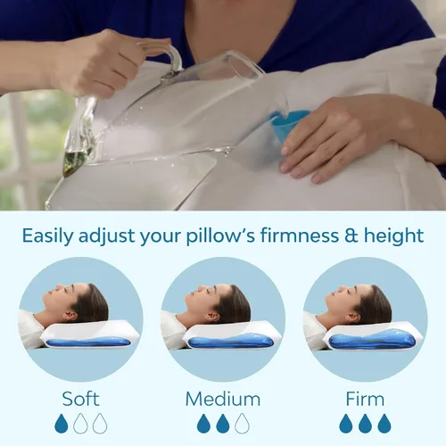 Vista 6 de Mediflow Almohada de agua de espuma viscoelástica de gel refrescante, almohada ajustable para aliviar el dolor de cuello, almohada para dormir