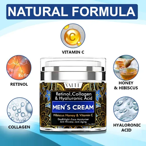 Vista 2 de VAITE Hidratante facial para hombre con colágeno, retinol, antienvejecimiento, crema antiarrugas para hombres, cuidado facial hidratante de la piel