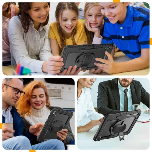Vista 9 de Timecity Funda para Samsung Galaxy Tab S8 Plus/S7 FE 5G de 12.4 pulgadas con protector de pantalla y soporte giratorio de 360° y correa de hombro
