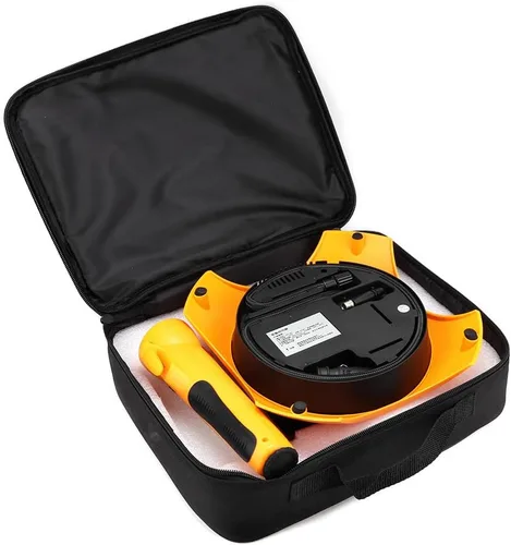 Vista 3 de Compresor de aire portátil de 12 V, bomba eléctrica de inflado de neumáticos con juego de antorcha, inflado rápido con función de memoria, flash