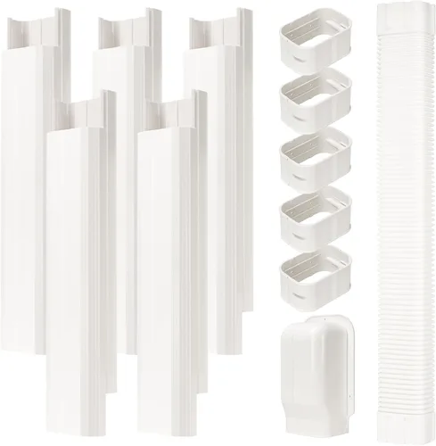 Vista 15 de Kit de cubierta de conjunto de líneas de 3" de ancho y 7.5 pies de largo para aires acondicionados mini split, cubierta de línea delgada de PVC