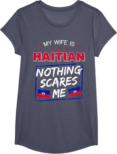 Vista 14 de My Wife Is Haitian Republic of Haiti Heritage Roots - Camiseta con bandera, Negro, S