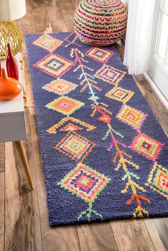 Vista 23 de NuLOOM Belini Alfombra de lana con acento a mano, 2 pies x 3 pies, color marfil Nuloom Belini Trellis - Alfombra de lana para sala de estar