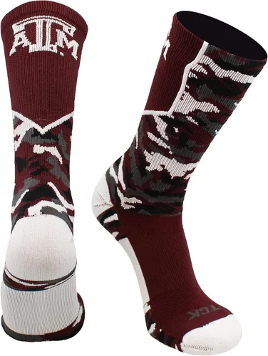 Vista 19 de TCK NCAA Woodland Camo Crew Socks – Officially Licensed Collegiate Fan Gear – Durable Cushioned Moisture Wicking Socks