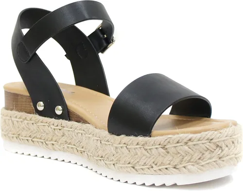 Vista 4 de Soda Clip Topshoe Avenue - Sandalias de alpargata con correa de tobillo y punta abierta para mujer