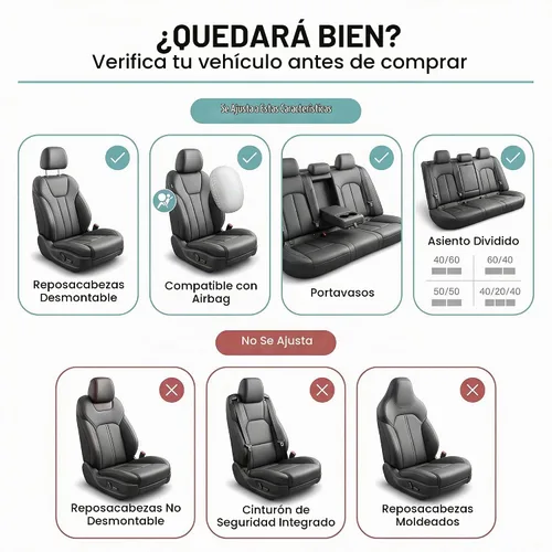 Vista 2 de FH Group FB030217 - Juego de fundas de asiento de tela ligera y transpirable, compatible con bolsa de aire y divisiones. Se adapta a la mayoría