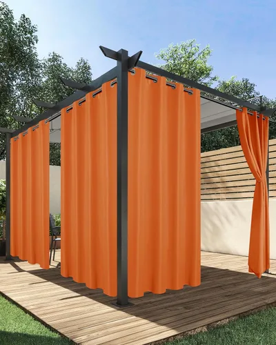 Vista 31 de HolidayIdeas Cortinas impermeables para patio, 4 paneles, 54 x 84 pulgadas, protección de privacidad y filtrado de luz, cortinas exteriores con Negro