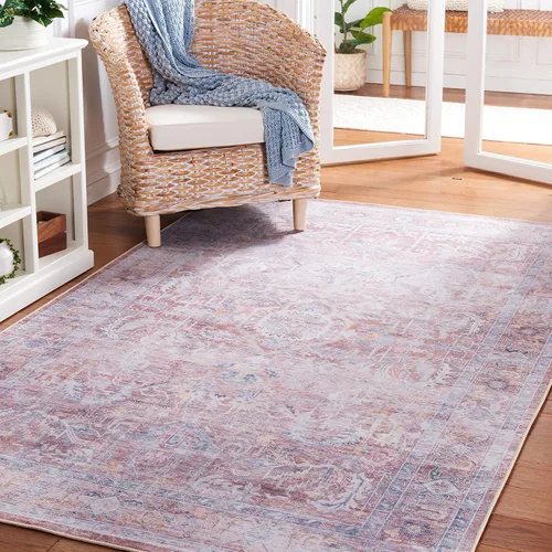 Vista 7 de SAFAVIEH Alfombra lavable Tucson Collection - 2'6" x 4', morado y azul, antideslizante y fácil de limpiar, ideal para sala de estar, dormitorio