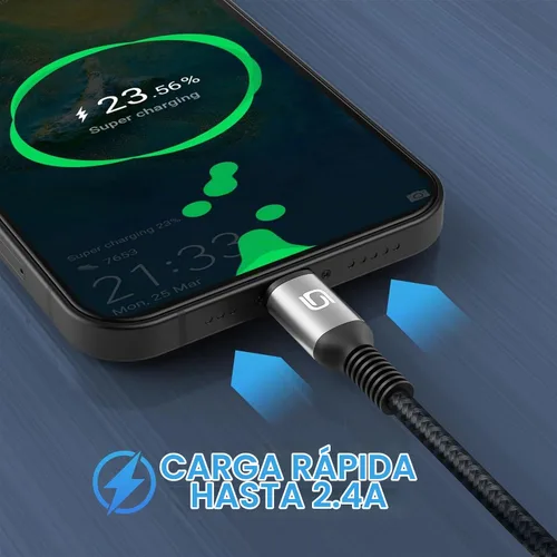 Vista 5 de Cable de carga para iPhone [certificado MFi de Apple] Cable de carga para iPhone de 3 pies, paquete de 3 Cable de carga rápida trenzado de nailon