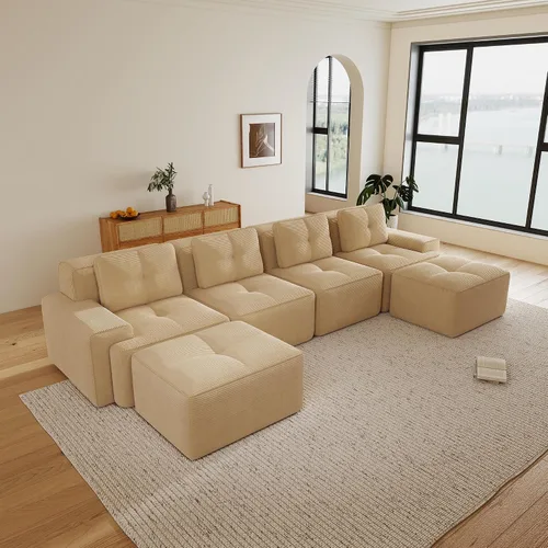 Vista 18 de Sofás seccional modular de 80" sin huesos modernos para sala de estar, juego de sofás comprimidos de 2 plazas con asiento profundo, sin necesidad