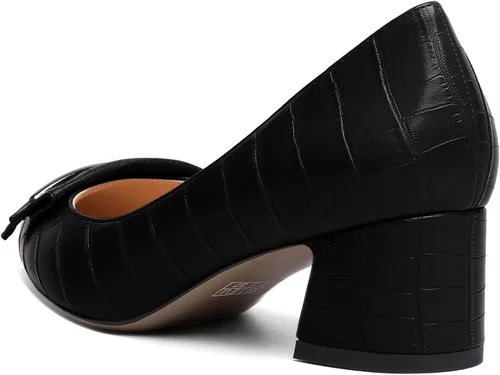 Vista 5 de YODEKS Zapatos de tacón grueso para mujer, tacón de bloque bajo, punta puntiaguda, zapatos de tacón para el trabajo, casual, vida diaria, fiesta