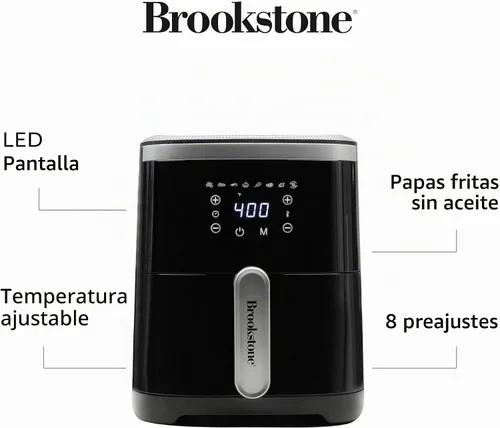 Vista 2 de Freidora de aire Brookstone – 4.5 QT, freidora de gran capacidad de 1300W con pantalla LED, 8 ajustes preestablecidos, temperatura ajustable