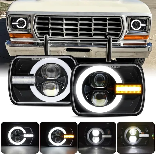 Vista 8 de BESTZHEYU 2 faros delanteros de 5 x 7 compatibles con Chevy Express 1500 2500 3500 Cargo Van F-150 F-250 F-350 Wrangler YJ Cherokee XJ Kenworth T300