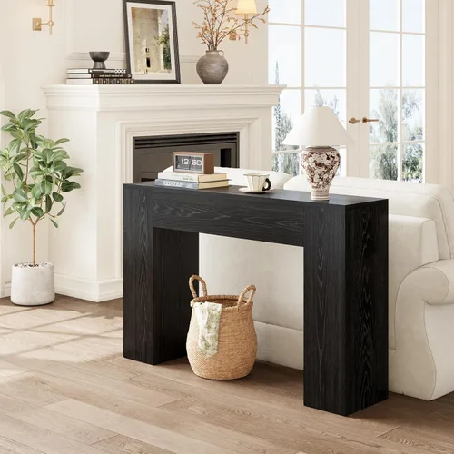 Vista 3 de Epecoya Mesa consola de madera para entrada, sala de estar, mesa de sofá pequeña de 43 pulgadas, consola rectangular de estilo rústico con base