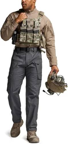 Vista 3 de CQR Men's Flex Ripstop Tactical Pants, Water Resistant Stretch Cargo Pants, Lightweight EDC Hiking Work Pants