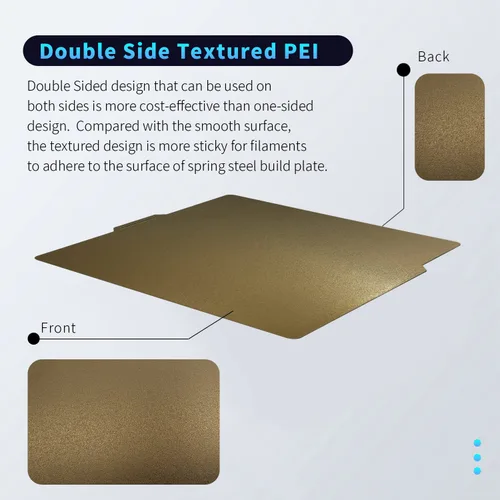 Vista 3 de Doble Cara para Bambu Lab X1/X1C/X1E/P1P/P1S/A1 Placa de Construcción PEI Hoja para Cama Calentada de Acero con Muelle Plataforma Flexible de Acero