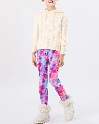 Vista 4 de Adorel Leggings de forro polar para niña, pantalones térmicos cálidos, paquete de 2