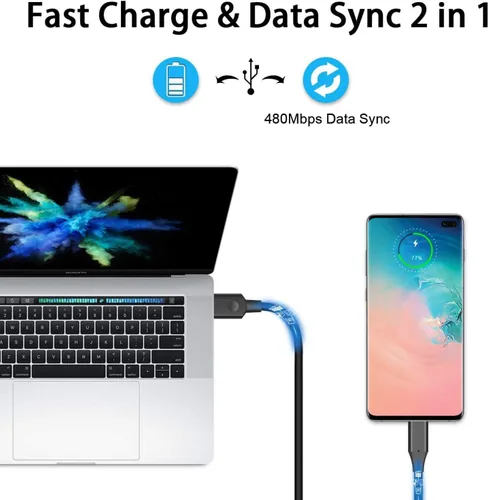 Vista 8 de Cable de carga USB-C tipo C de 6 pies, cable de alimentación USB largo rápido compatible con Samsung Galaxy Note 10 Plus - Galaxy Note 20 - Galaxy