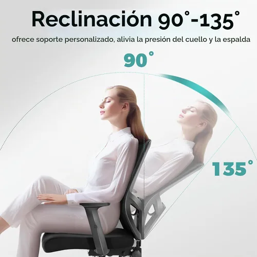 Vista 6 de ALPHA HOME Silla de oficina ergonómica, silla de computadora de malla con respaldo medio con soporte lumbar, taburete ejecutivo con reposabrazos