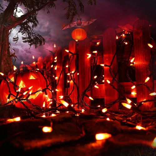 Vista 4 de Toodour Luces naranjas de Halloween, 12.5 pies, 50 luces incandescentes
