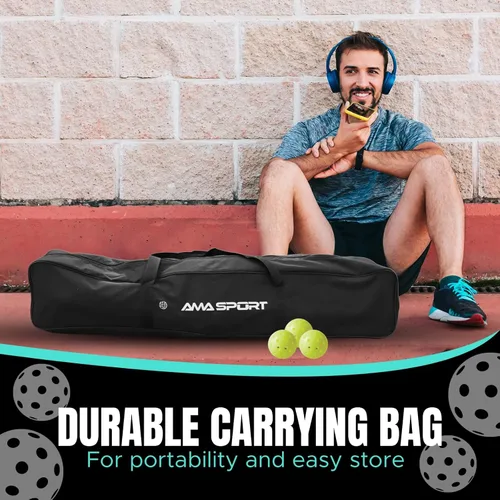 Vista 6 de AMA SPORT Sistema de red de pickleball portátil de tamaño regulador de 22 pies para interiores y exteriores, diseñado para todas las condiciones