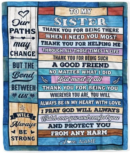 Vista 22 de Manta personalizada con texto en inglés «To My Sister from Brother I Love You Hugs» (texto en inglés) con texto en inglés «To My Sister», «I Love