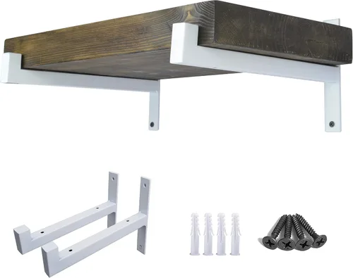 Vista 7 de OVOV 2 Piezas Soportes de Estante de Acero Resistente Montados en Pared Soportes de Estante de Metal Industrial Negro Mate 6 Pulgadas