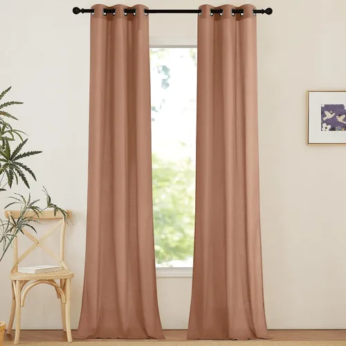 Vista 206 de NICETOWN - Cortinas de lino angora para ventana de cocina sobre el fregadero, con ojales, lino grueso angora, tratamientos cortos para ventanas