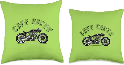 Vista 3 de American Cafe Racer Motorcycle Apparel and Merch Cafe Racer Biker Men Women Adult Teens Boys Girls Kids Youth Throw Pillow, 16x16, Multicolor