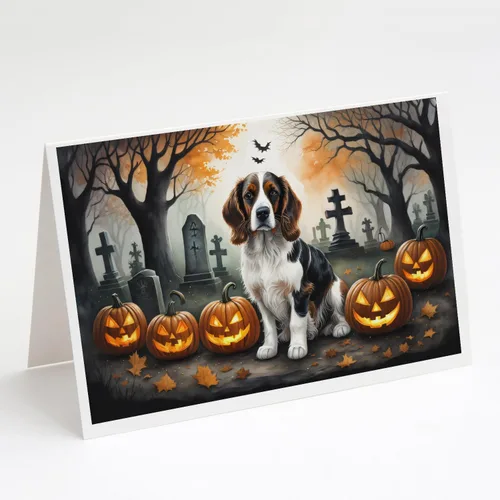 Vista 45 de Caroline's Treasures DAC2042GCA7P Golden Retriever - Tarjetas de felicitación y sobres de Halloween espeluznantes, paquete de 8 tarjetas en blanco