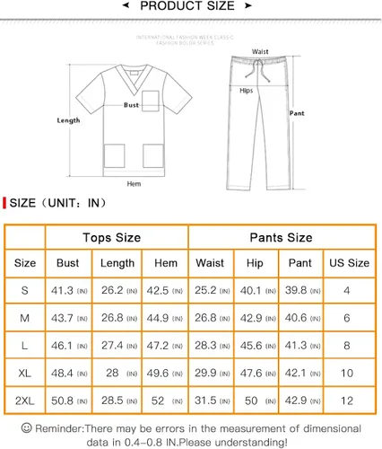 Vista 7 de niaahinn Conjunto de uniforme médico para mujer con camiseta médica y pantalón deportivo con múltiples bolsillos, traje de uniforme mediano