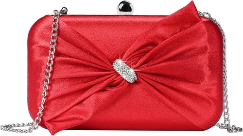 Vista 7 de Elegante bolso de mano de satén para mujer con lazo de diamantes de imitación, bolso formal para boda, fiesta, baile de graduación, cóctel