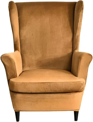 Vista 10 de Wingback - Funda elástica para silla, 2 piezas, con respaldo de ala, funda protectora de muebles impresa, suave con parte inferior elástica