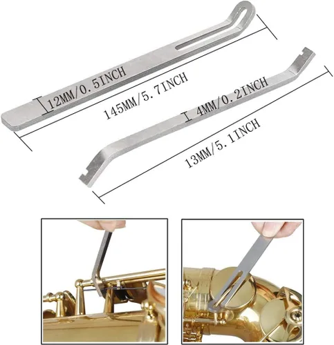 Vista 3 de Jiayouy Kit de herramientas de saxofón profesional de 24 piezas, kit de herramientas de mantenimiento de reparación de saxofón profesional con bolsa