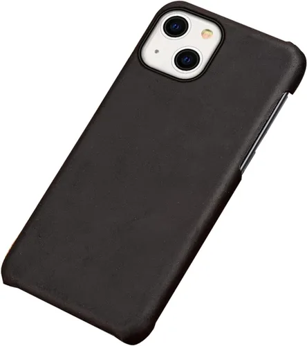 Vista 5 de Funda para iPhone 14/14 Plus/14 Pro/14 Pro Max, funda trasera delgada de cuero genuino retro, agarre cómodo, grueso, anticaídas, a prueba de golpes