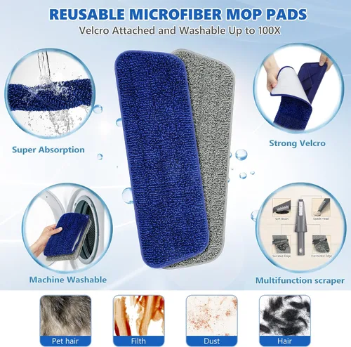 Vista 4 de BPAWA Trapeadores en aerosol para limpieza de pisos: mopa de microfibra