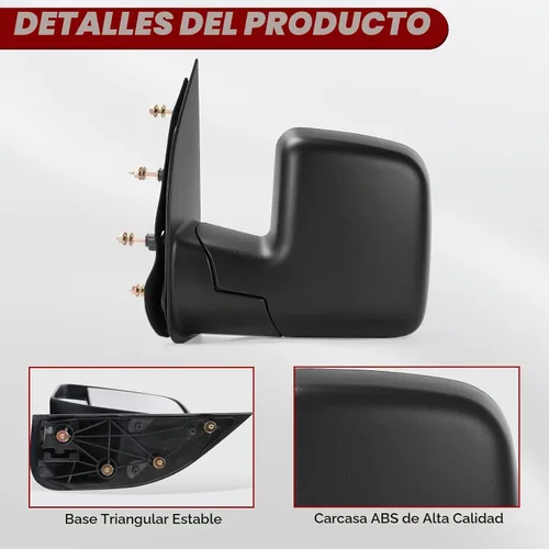 Vista 5 de PZ Espejo lateral manual de doble vidrio para puerta del lado del conductor delantero Compatible con 2002-2008 FORD E150 E250 E350 E450 E550 Club