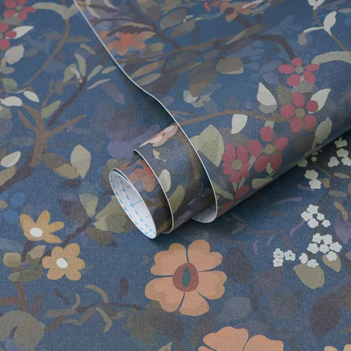 Vista 9 de Ismoon Papel tapiz verde para despegar y pegar, diseño bohemio floral y hojas en papel adhesivo grueso, papel adhesivo botánico oscuro, extraíble