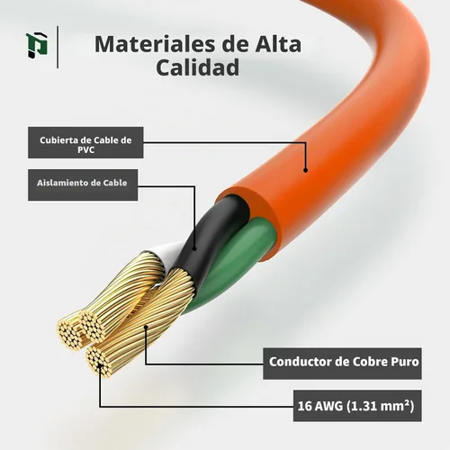 Vista 4 de Cable de extensión para exteriores de 6 pies Cable de extensión de 3 clavijas de calibre 16/3, 13A 1625 W SJTW, certificación ETL, ideal