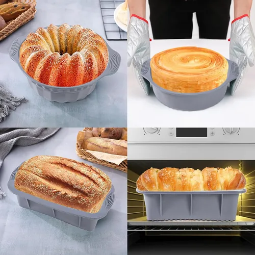 Vista 6 de Juego de 28 moldes antiadherentes de silicona para hornear, moldes aptos para horno para magdalenas de pasteles Gris