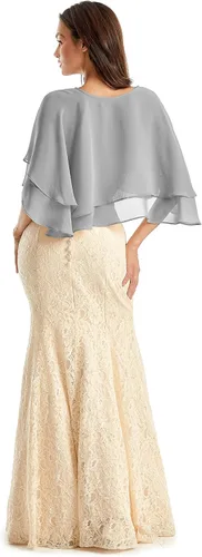 Vista 4 de Soft Chiffon Shawls and Wraps for Evening Dresses Sheer Wedding Shawl Wrap Scarves for Bridal Capelets Cape Cover Up