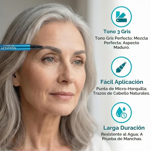 Vista 4 de Lápiz profesional de cejas de 4 puntas, lápiz líquido impermeable para cejas, precisión de punta fina, larga duración, 0.0 fl oz (1 # marrón claro)
