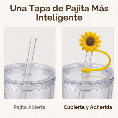 Vista 7 de 4 dispensadores de paja para beber, tapón de paja de girasol, tapones reutilizables a prueba de salpicaduras, herramienta de cocina, puntas