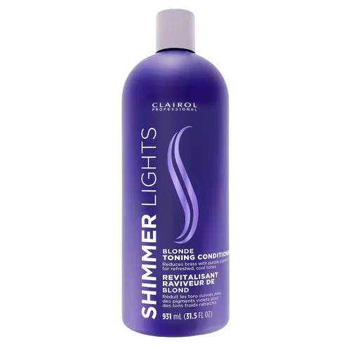 Vista 13 de Clairol Professional Shimmer Lights Purple Conditioner Neutralizes Brass & Yellow Tones For Blonde, Silver, Gray & Highlighted Hair