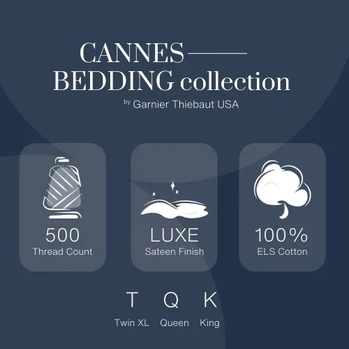 Vista 4 de Juego de 2 fundas de almohada Queen Cannes River Blue de 500 hilos, 100% algodón, HC by Garnier-Thiebaut USA