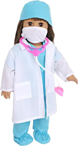 Vista 5 de MSYO Juego médico de 18 pulgadas con bata blanca, herramientas quirúrgicas y quirúrgicas, disfraz de juego de rol para niños de 3 a 12 años, se